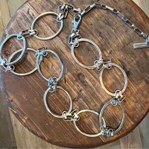 Vintage Chunky Metal Silver Oval Chain Belt